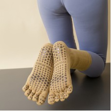 Lengthened Sweat-absorbing Non-slip Yoga Five-finger Socks, Color: Yellow(Free Size)