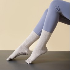 Chaussettes à cinq doigts de yoga absorbant la sueur allongée, couleur beige (taille libre)