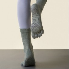 Chaussettes à cinq doigts de yoga absorbant la sueur allongés, couleur: vert foncé (taille libre)