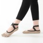 Nicht schlupffreie Cross-Gurt-Finger-Finger-Yoga-Socken (Vollfinger dunkelgrau)