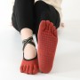 Chaussettes de yoga à cinq doigts sans glissement sans glissement (doigts pleins rouges)