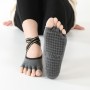 Nicht schlupffreie Quergurt mit Fünf-Finger-Yoga-Socken (halbe Finger dunkelgrau)