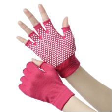 Ladies Non-Slip Fingerless Aerial Yoga Aid Gloves(Rose Red)